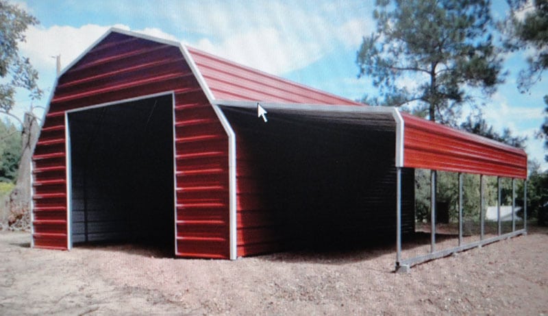 25 x 25 Barn with 10 ft Lean-to