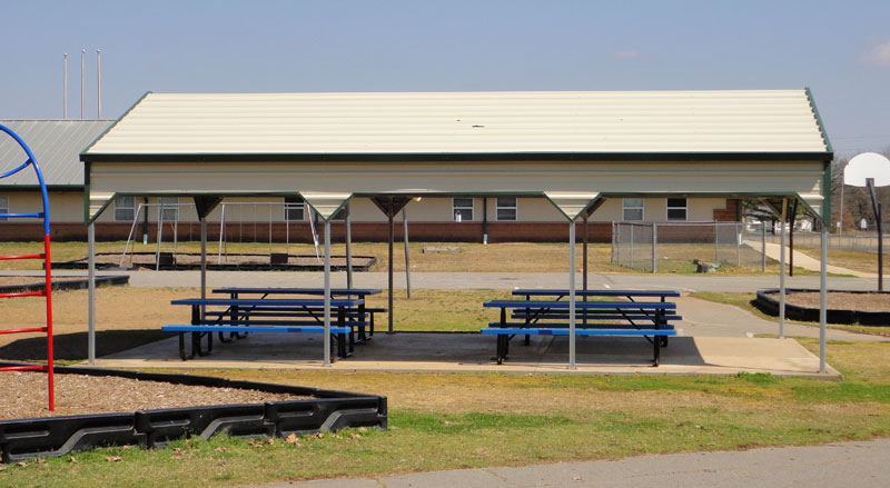 20 x 30 custom A-Frame pavilion for picnic tables.
