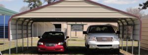Double wide carport with crown and trim.
