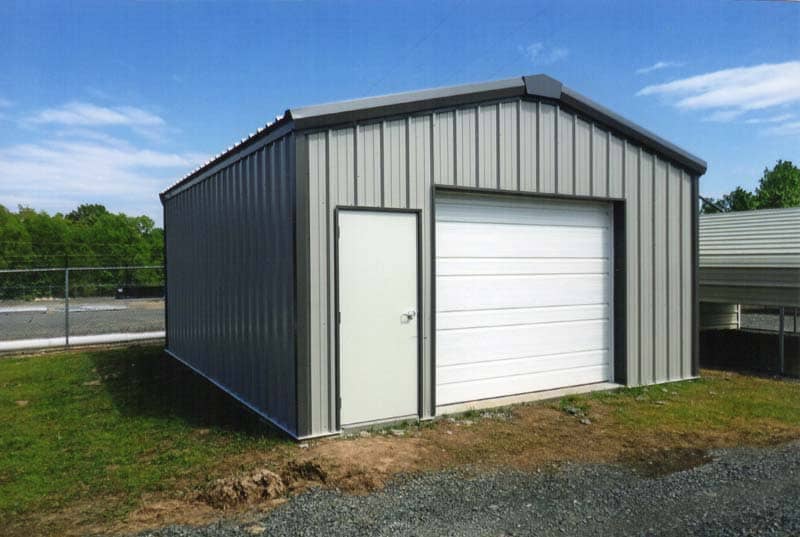 20 x 24 storage enclosure with garage door and walk door.