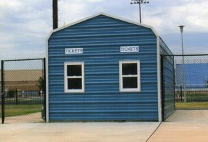 12 x 24 enclosure with two windows serving as a ticket booth.