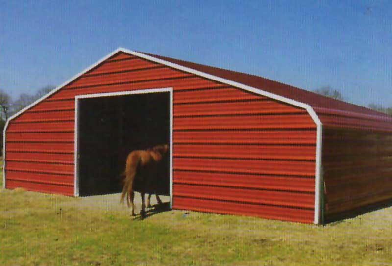 36 x 30 barn with enclosed walls and open entrance.