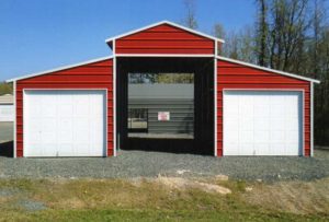 36 x 24 triple wide barn with two garages.