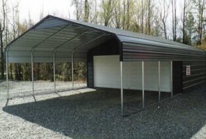21.5 x 40 carport & storage w/garage door combination building.