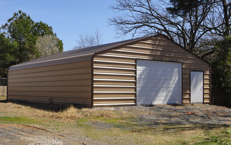 30 x 40 enclosure with single garage door and walk door.